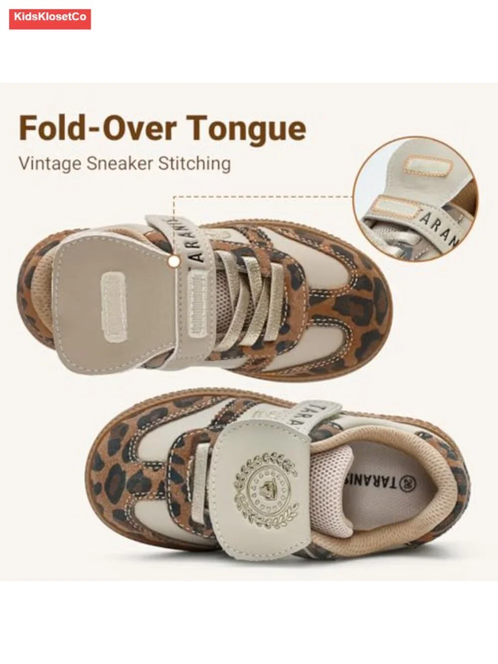 Kids Suede Leather Patchwork Sneakers with Wide Toe Box, Hook & Loop Closure